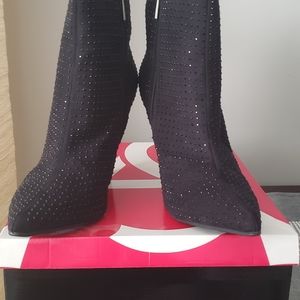 Ashley Stewart Size 12W Black Studded Bootie